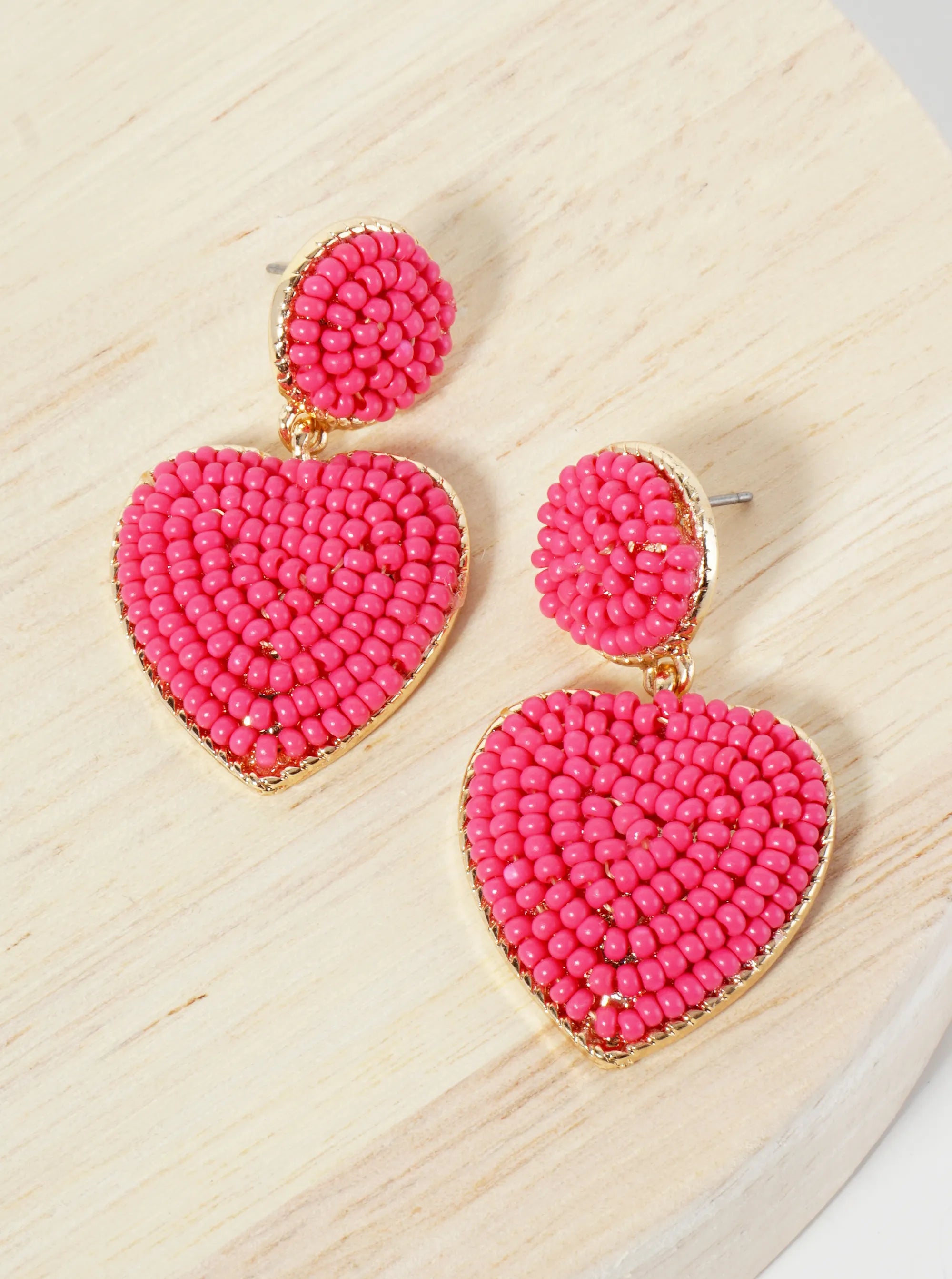 Women’s heart-shaped earrings-Cotton Candy Beaded Heart Earrings