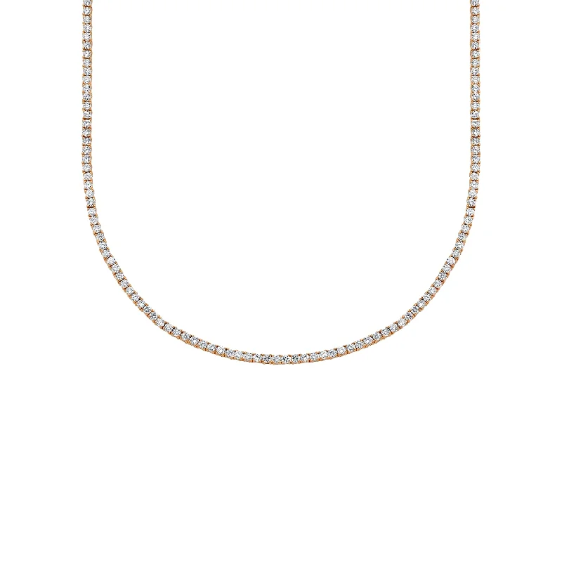 Women’s boho chic necklaces-Perfect Collar Tennis Necklace - White Diamond / 14k Rose Gold