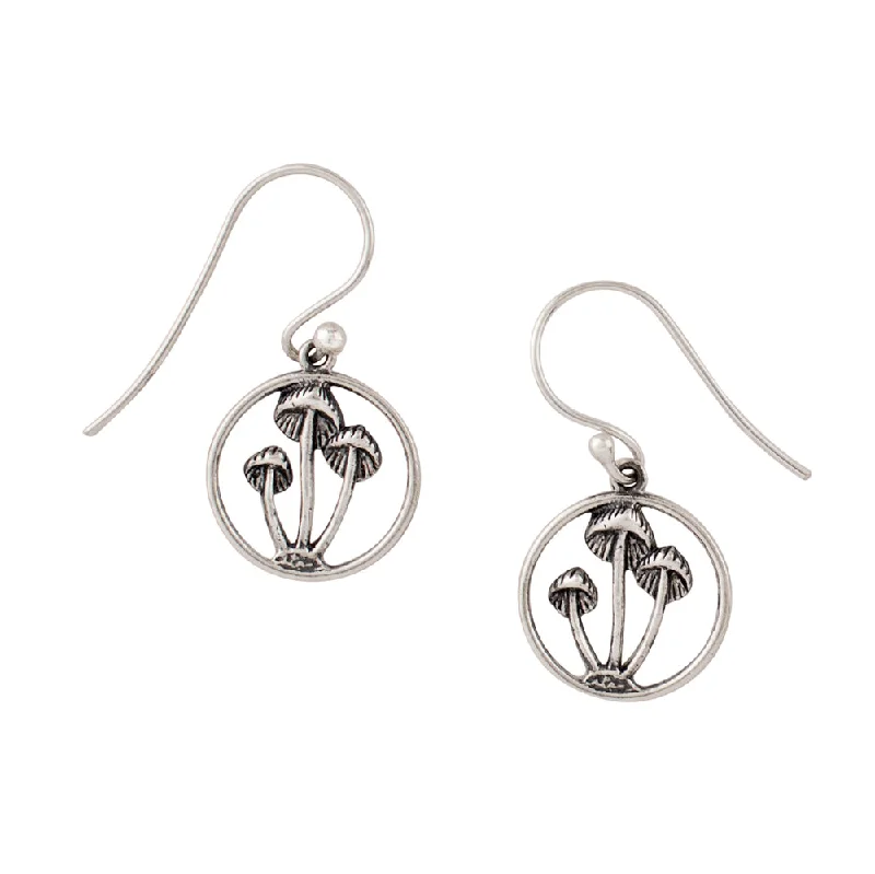 Women’s bridal drop earrings-Magic Mushroom Earrings in Silver