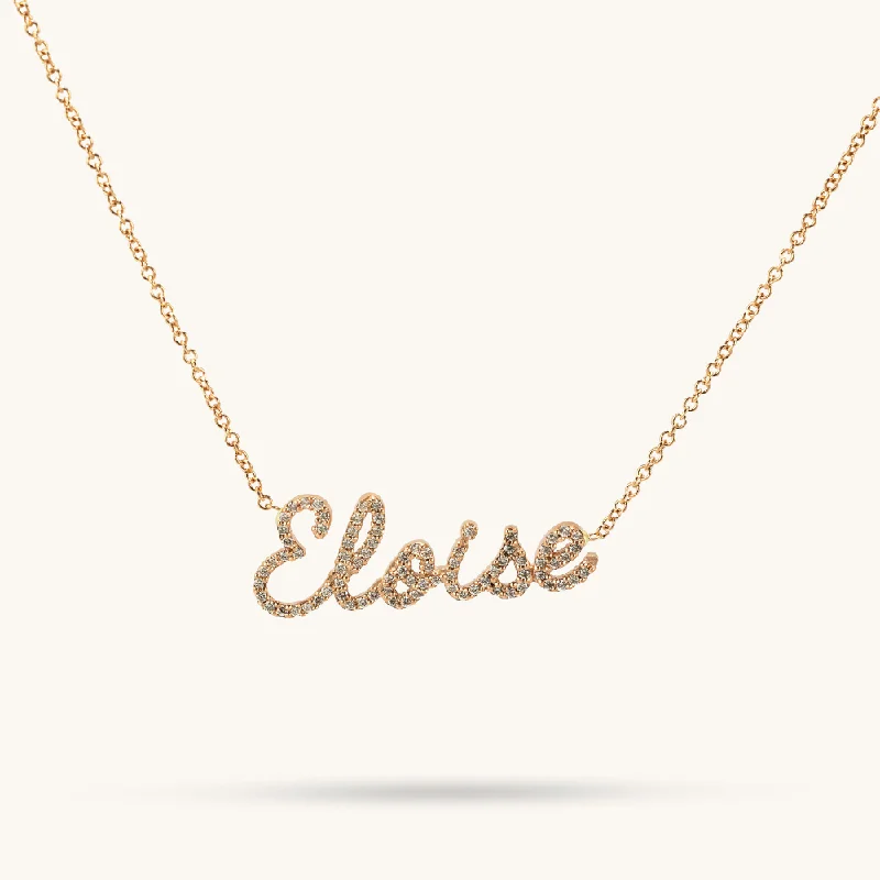 Women’s dainty necklaces-Classic Cursive Diamond Name Necklace