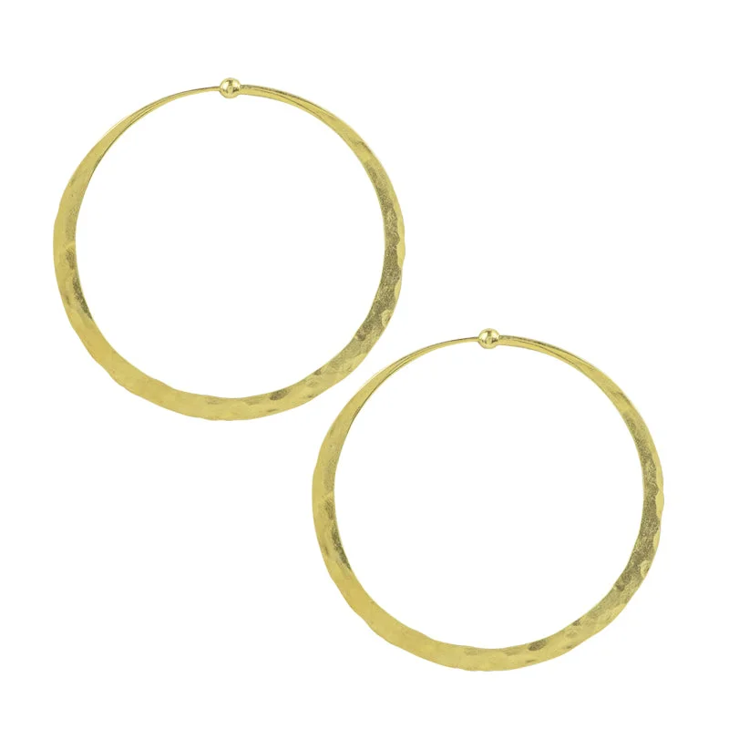 Women’s birthstone earrings-Hammered Hoops in Gold - 2"