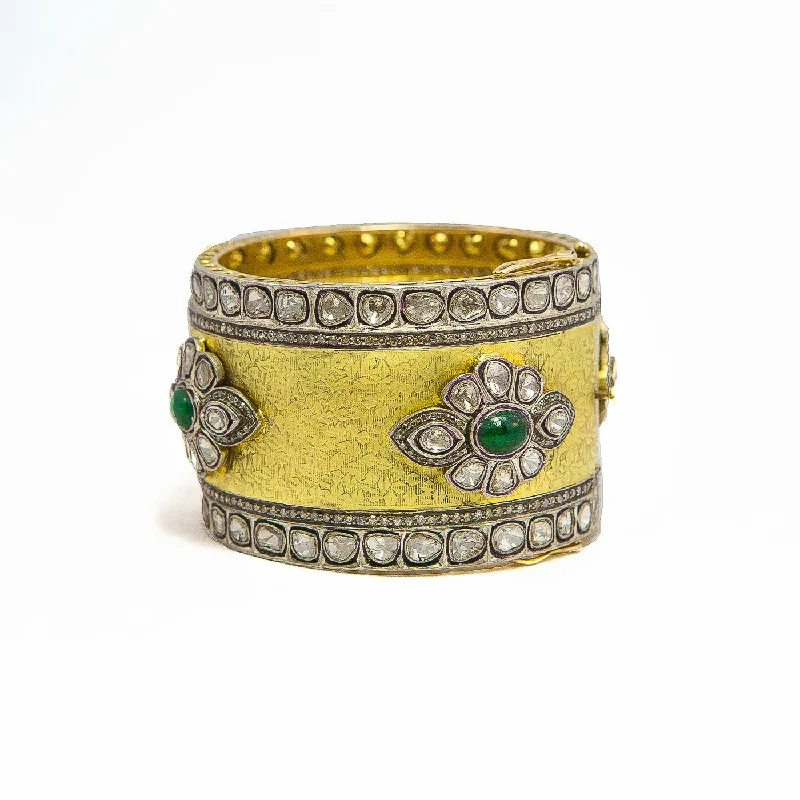 Women’s matching bracelets and earrings-Palace Gold and Emerald Bangle