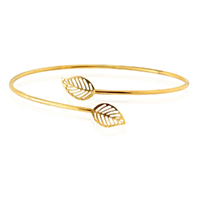 Women’s trendy bracelets-9ct Gold Silverfilled Leaf Bangle