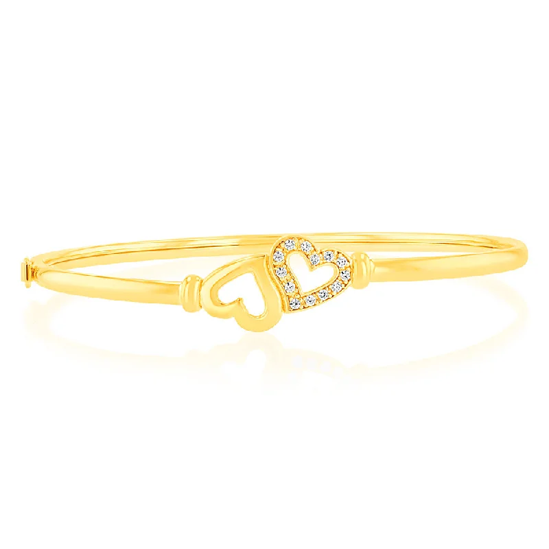 Women’s heart-shaped bracelets-9ct Gold Silverfilled Heart Bangle