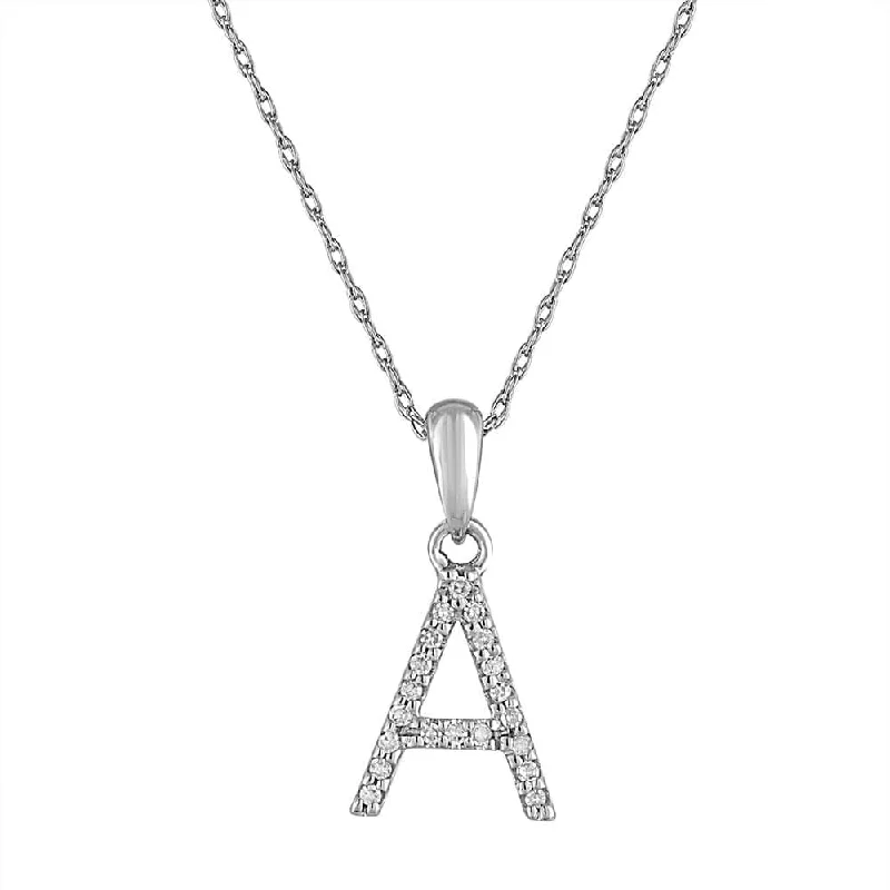 Women’s adjustable silver necklaces-14k Gold & Diamond Initial Necklace- A