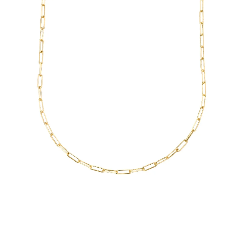 Women’s heart-shaped necklaces-Rectangle Chain Necklace - 14k Yellow Gold