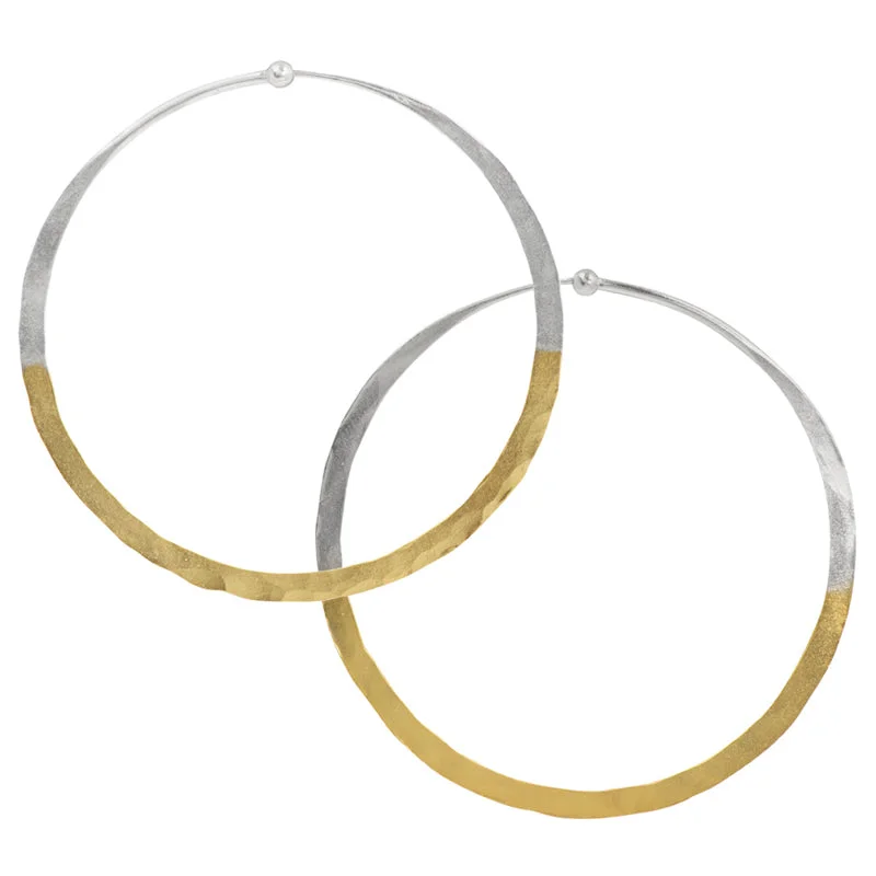 Women’s luxury drop earrings-Gold Dipped Hammered Hoops - 2 1/2"