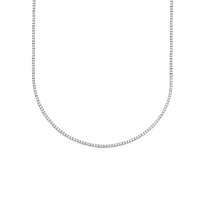 Women’s layered necklaces-17" Perfect Tennis Necklace - White Diamond / 14k White Gold