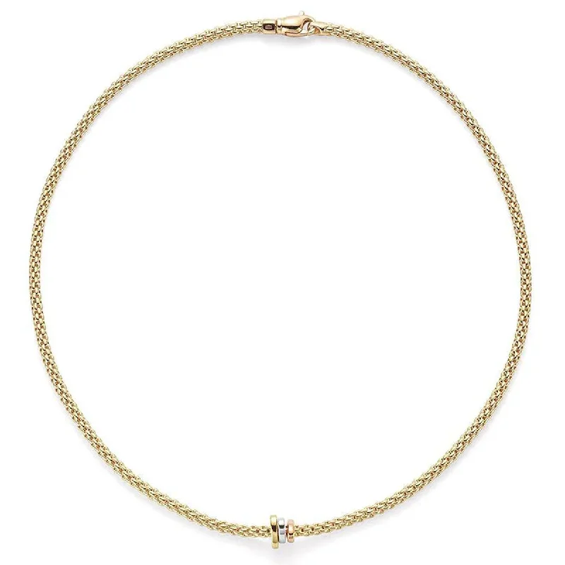 Women’s wedding pendant necklaces-Prima 18ct Yellow Gold Necklace With Three Multi-Tone Rondels