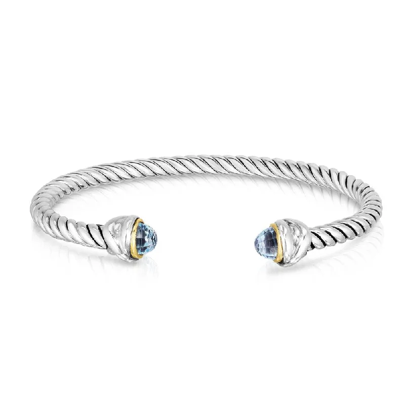 Women’s braided bracelets-Phillip Gavriel Sterling Silver Blue Topaz Bangle