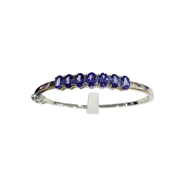 Women’s silver bracelets-Sterling Silver Tanzanite Bangle