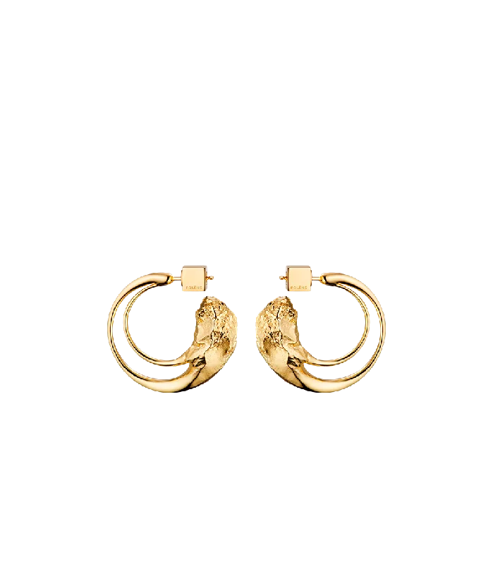 Women’s crystal drop earrings-Eroz Hoop Earrings - 24 carat gold gilded