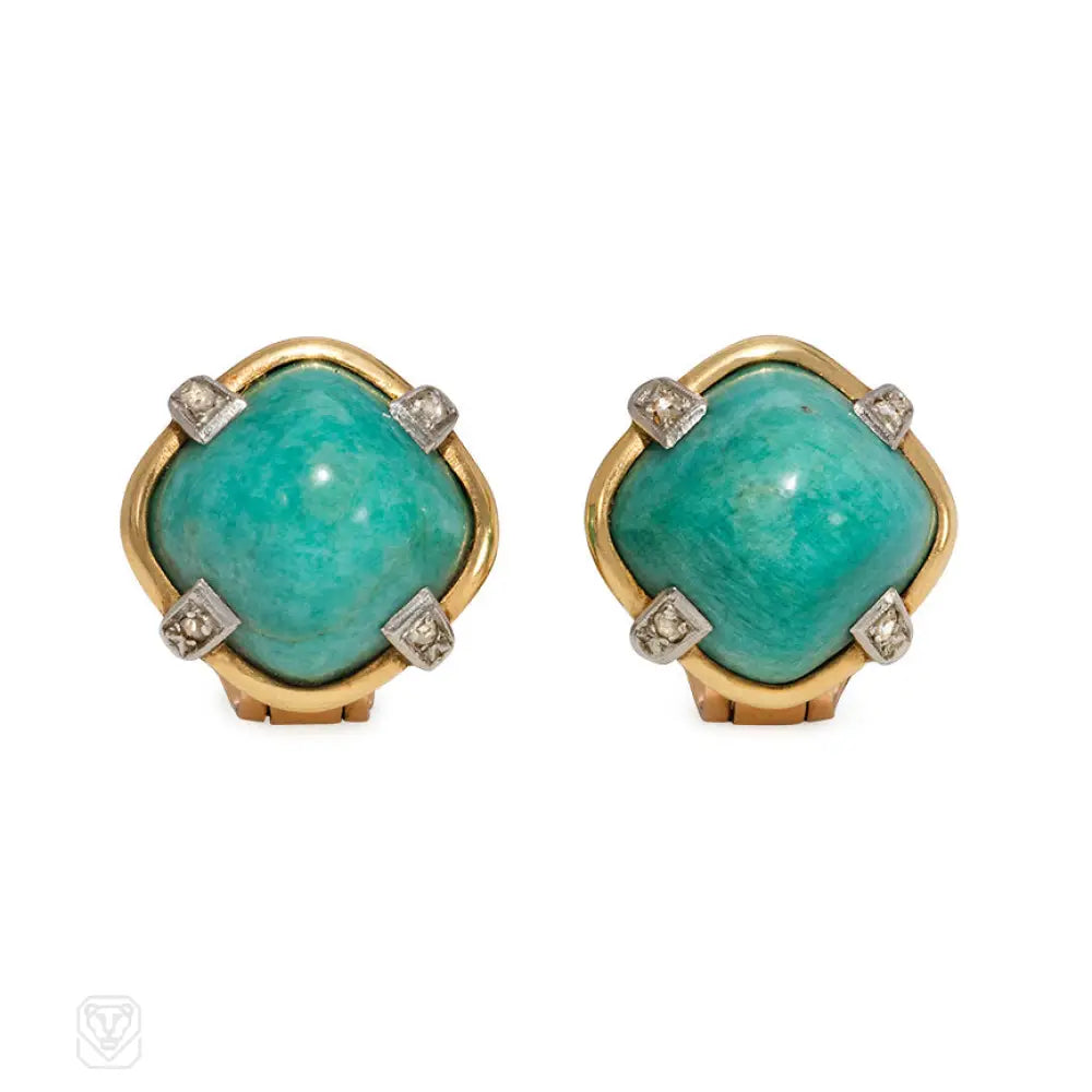 Women’s diamond hoop earrings-Retro amazonite earrings