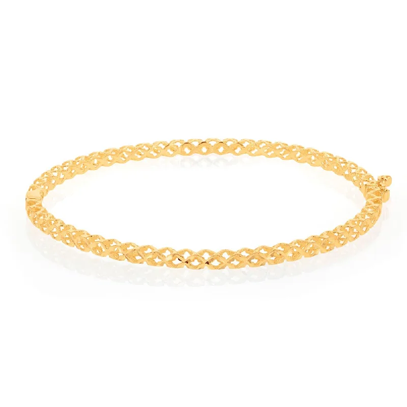 Women’s hammered bangles-9ct Yellow Gold Fancy Diamond Cut 65mm Bangle