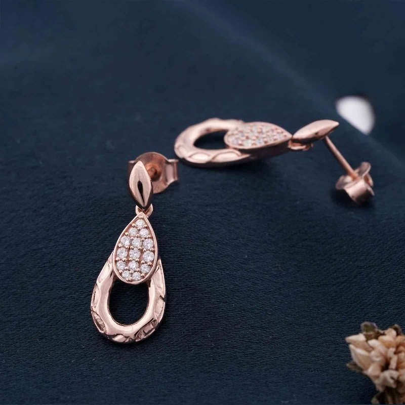 Women’s geometric stud earrings-Rose Gold Teardrop Earrings