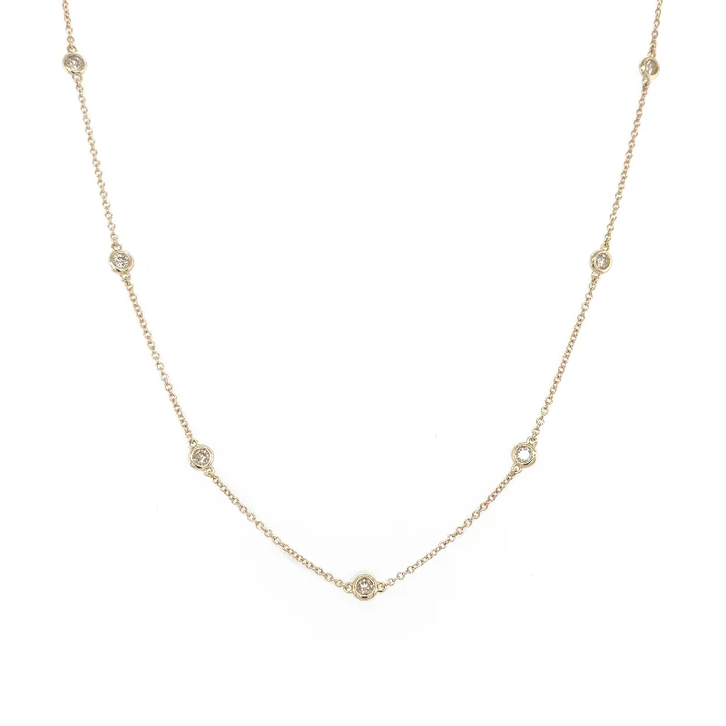 Women’s moonstone necklaces-14k Gold & Diamond Station Necklace