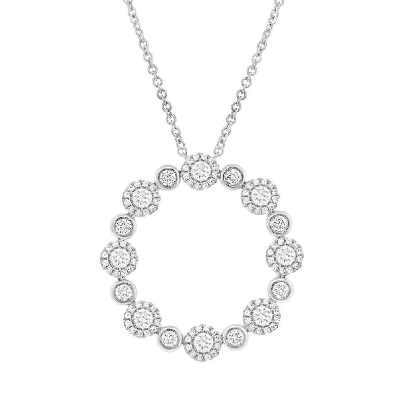 Women’s long chain necklaces-14KT GOLD 1.07 CTW ROUND DIAMOND CIRCLE NECKLACE