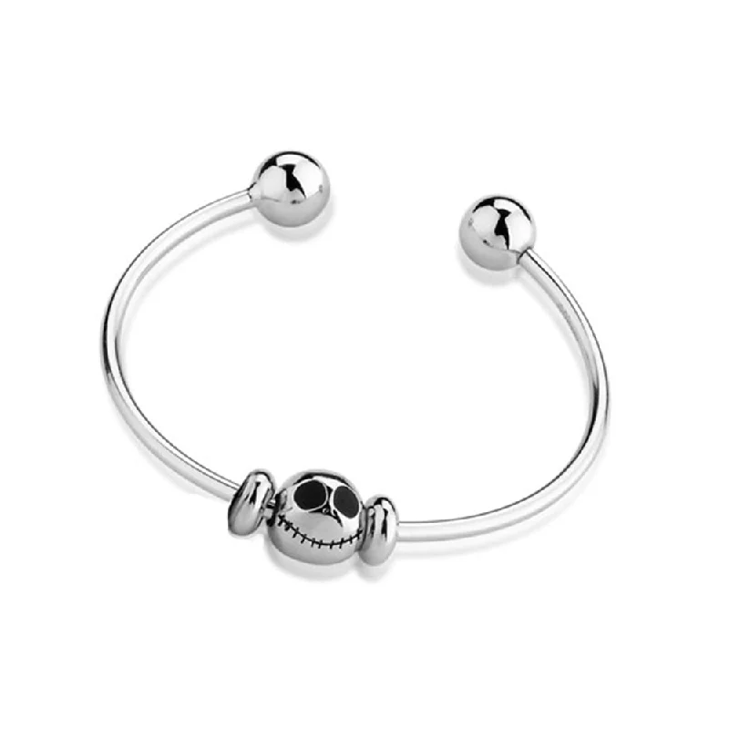 Women’s sterling silver bangles-Disney Jack Skellington White Gold Plated 50mm Bangle