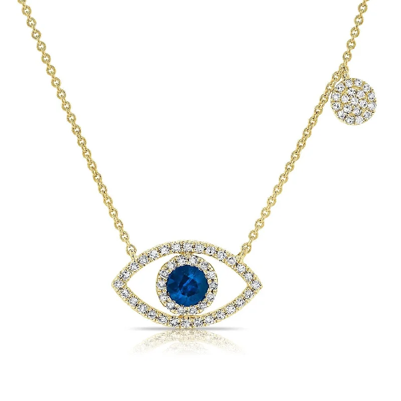 Women’s crystal necklaces-14k Gold & Diamond Evil Eye Necklace