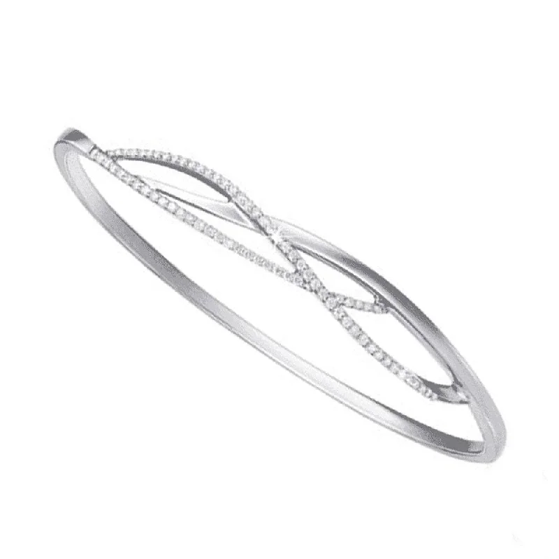 Women’s chic bracelets-18ct White Gold Diamond Wave Bangle