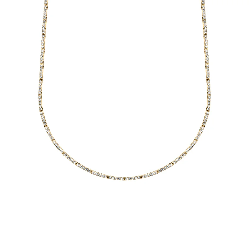 Women’s trendy layered necklaces-Perfect Eternity Necklace 1.5mm - White Diamond / 14k Yellow Gold