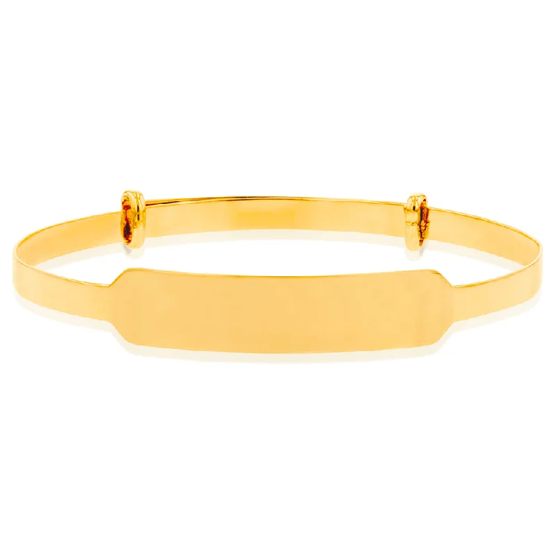 Women’s luxury bracelets-9ct Yellow Gold Expandable ID Baby Bangle