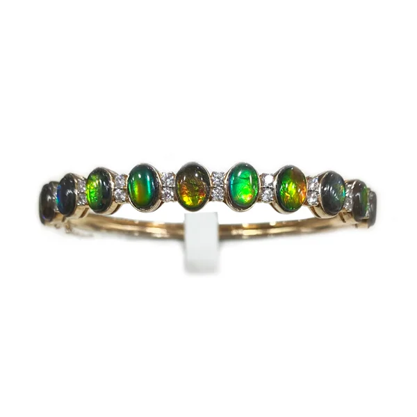 Women’s cuff bangles-Sterling Silver Ammolite Bangle