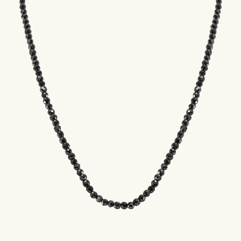 Women’s gemstone necklaces-Men's Diamond Cut Black Spinel Necklace