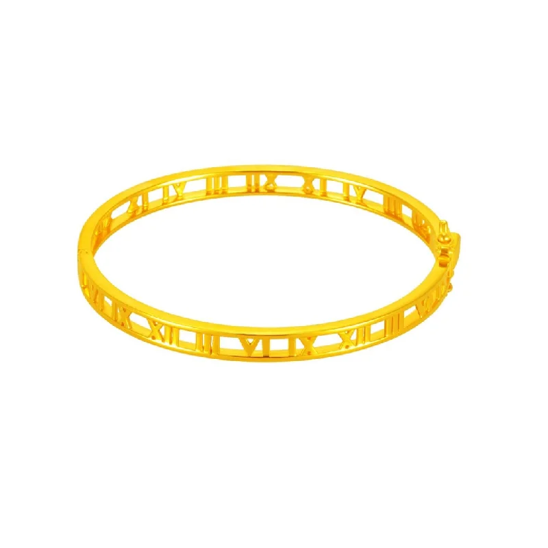 Women’s trendy bracelets-916 Golden Roman Numeral Bangle