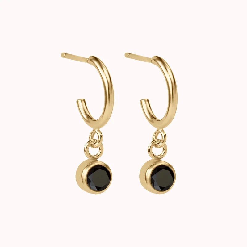 Women’s hoop and stud earrings-Black Onyx Hoop Earrings