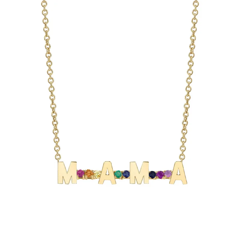 Women’s colored gemstone necklaces-Mini Personalized Tennis Necklace - Rainbow / 14k Yellow Gold