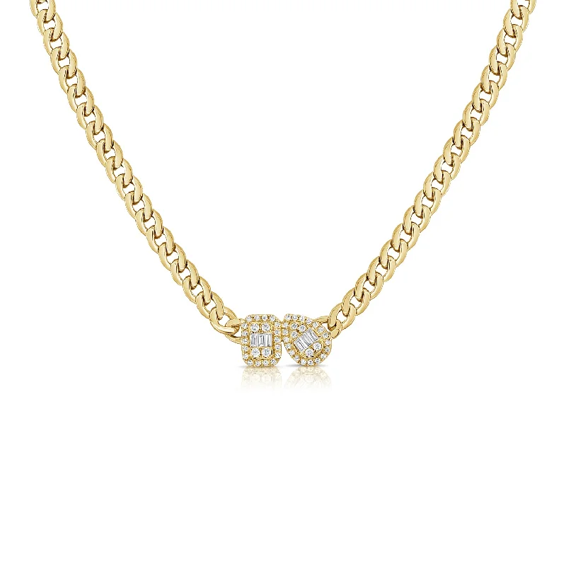 Women’s silver chain necklaces-Sophisticated 14K Gold Diamond & Baguette Necklace