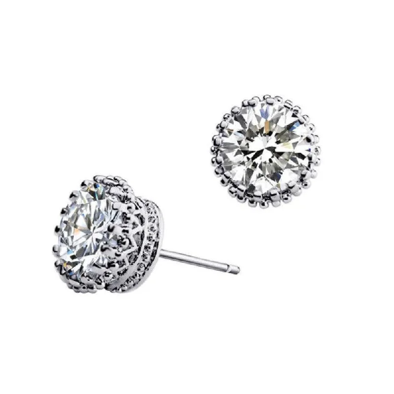 Women’s long dangling earrings-Flower Cubic Zirconia Stud Earrings