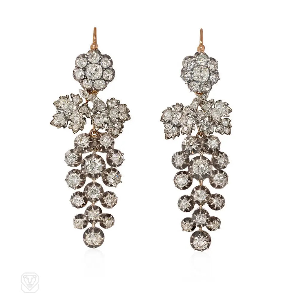 Women’s pearl drop earrings-Antique diamond day-to-night grape cluster earrings