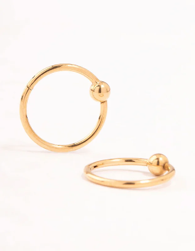 Women’s hoop and stud earrings-Gold Plated Surgical Steel Bull Clicker Ring