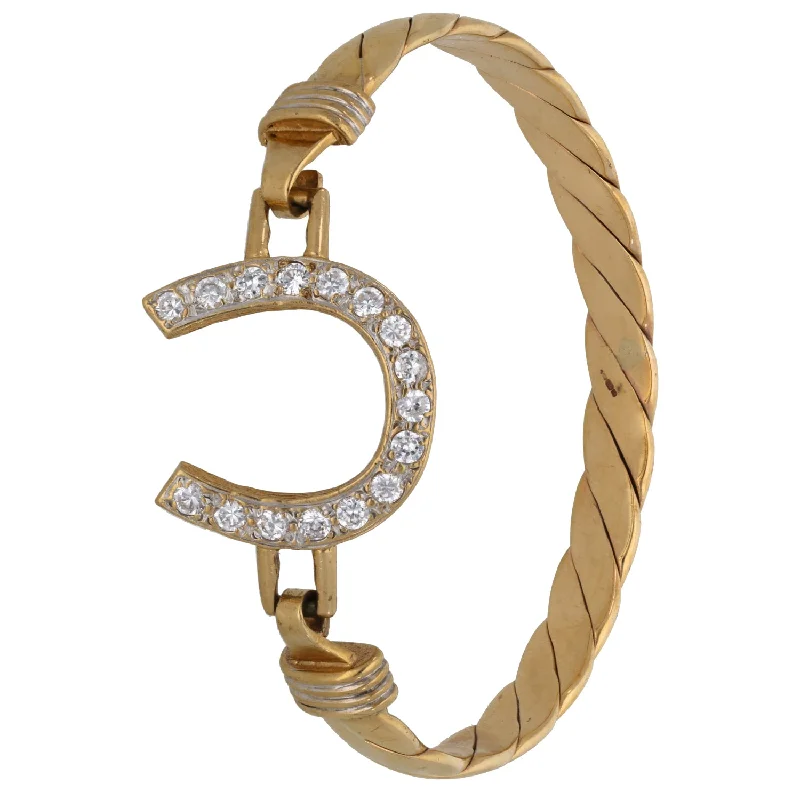 Women’s statement cuff bracelets-9ct Gold Cubic Zirconia Alternative Bangle