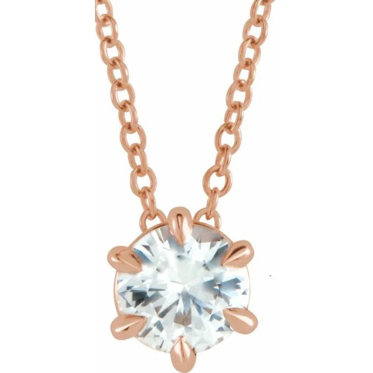 Women’s diamond teardrop necklaces-14K Rose 1/2 CT Natural Diamond Solitaire 16-18" Necklace