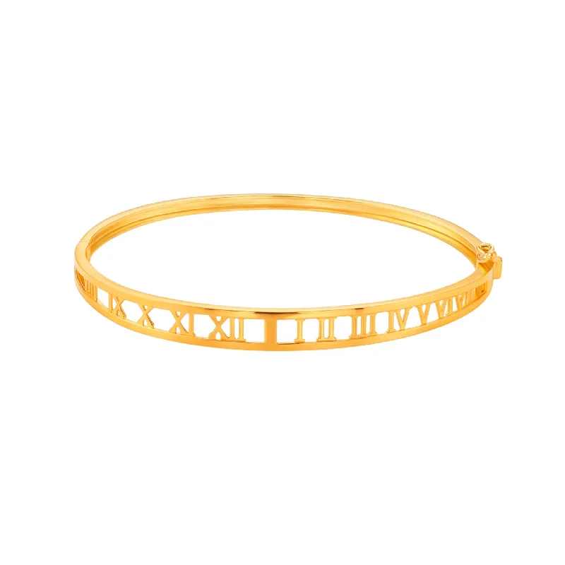 Women’s sterling silver bangles-916 Gold Timeless Roman Digits Bangle