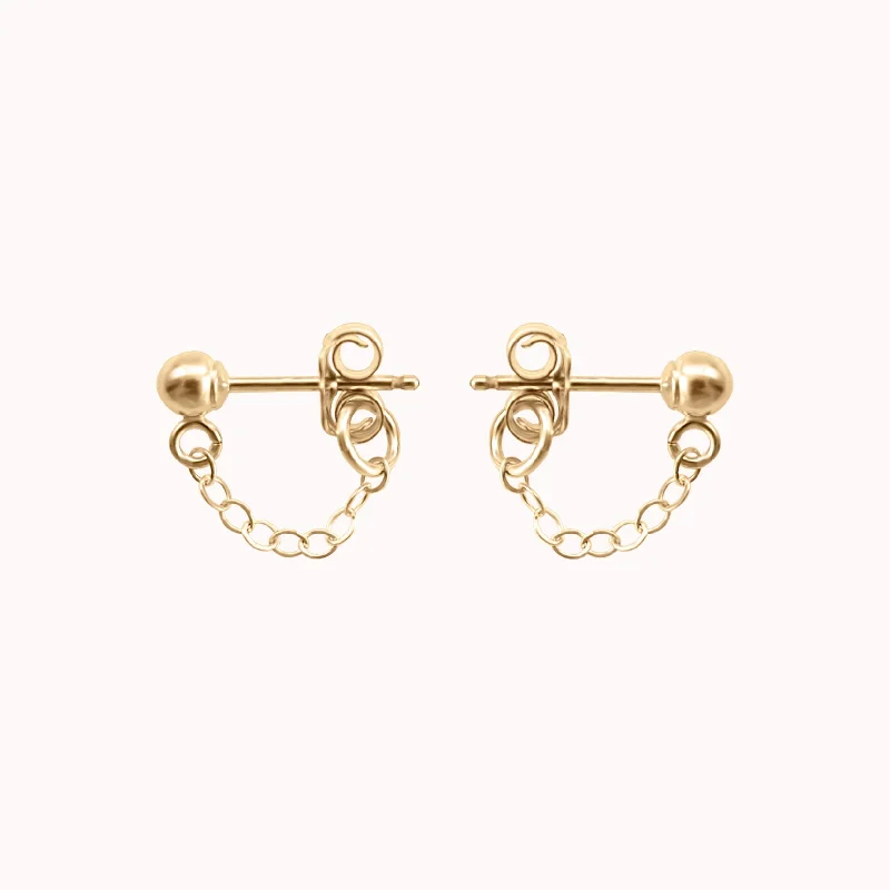 Women’s geometric stud earrings-Chain Cuff Earrings