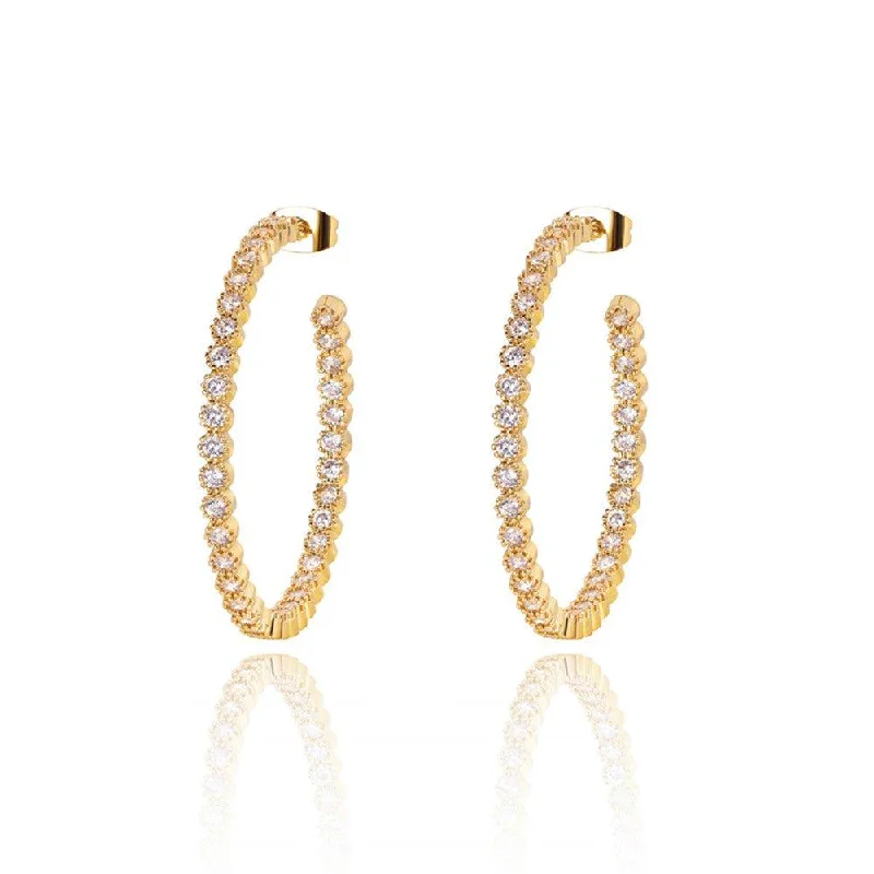 Women’s vintage drop earrings-Crystal Hoop Earrings