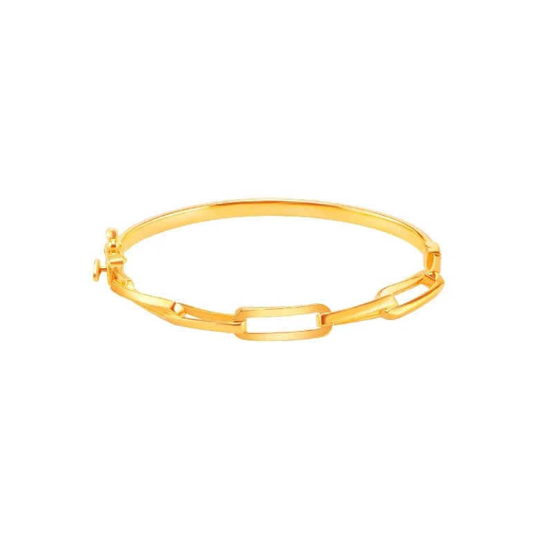 Women’s minimalist bracelets-916 Gold Twisted Links Bangle