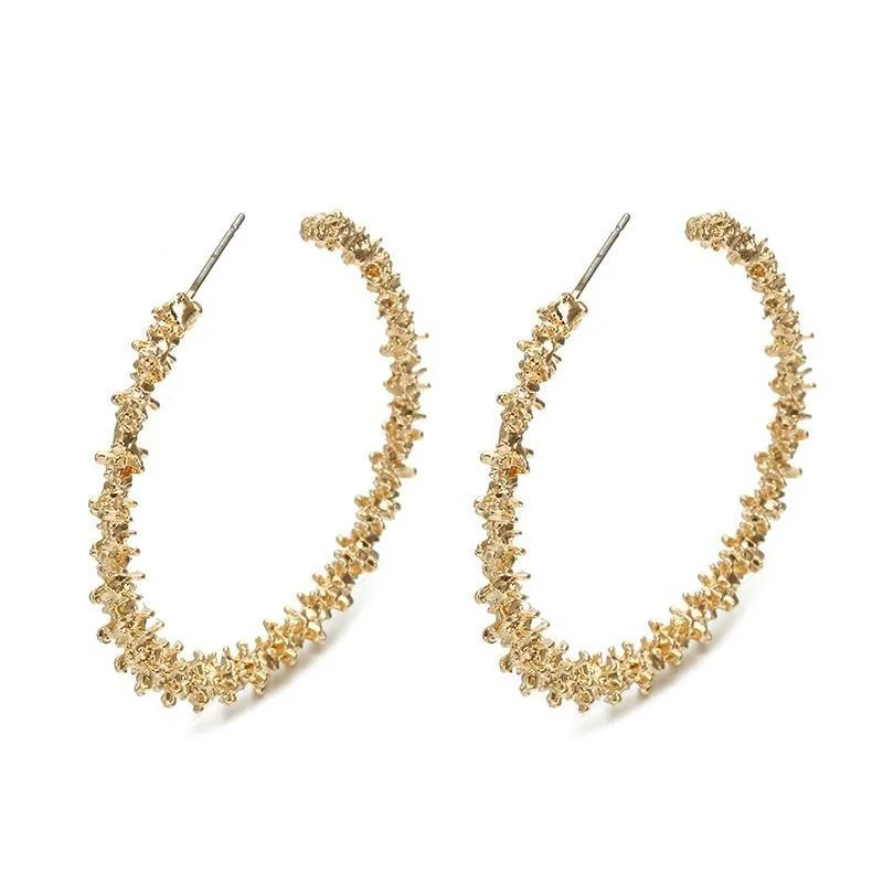 Women’s large statement earrings-Nugget Hoop Earrings