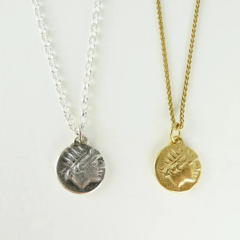 Women’s multi-colored gemstone necklaces-Helios, God of the Sun Necklace, Ancient Greek Coin