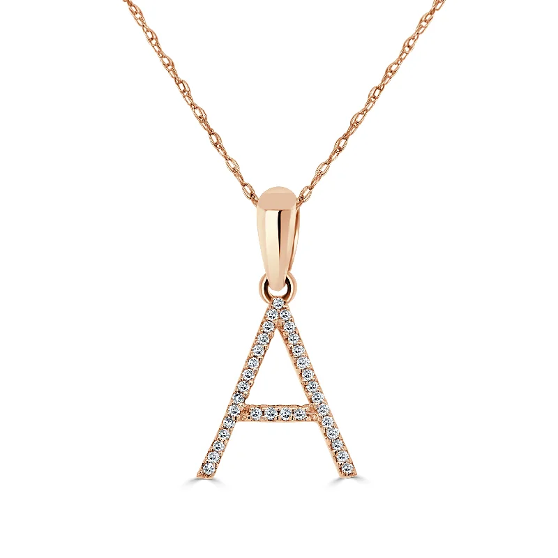 Women’s pearl and diamond necklaces-14k Rose Gold & Diamond Initial Necklace