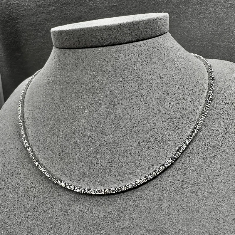 Women’s diamond teardrop necklaces-14kt White Gold 4ctw Diamond Tennis Necklace