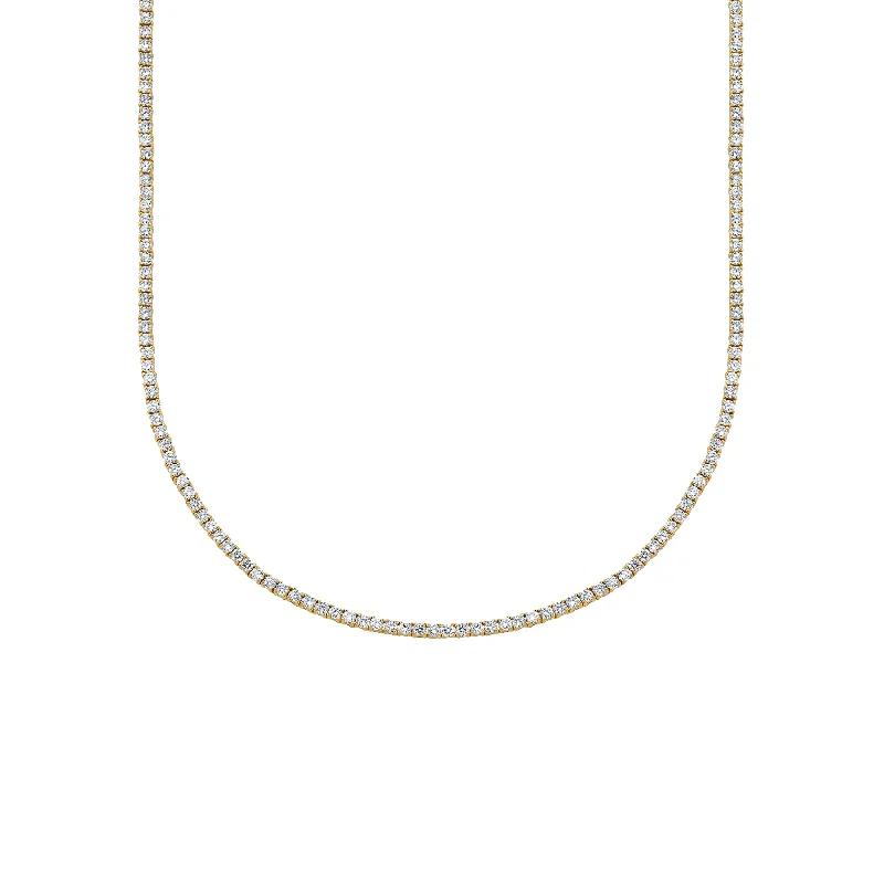 Women’s wedding necklaces-17" Perfect Tennis Necklace - White Diamond / 14k Yellow Gold