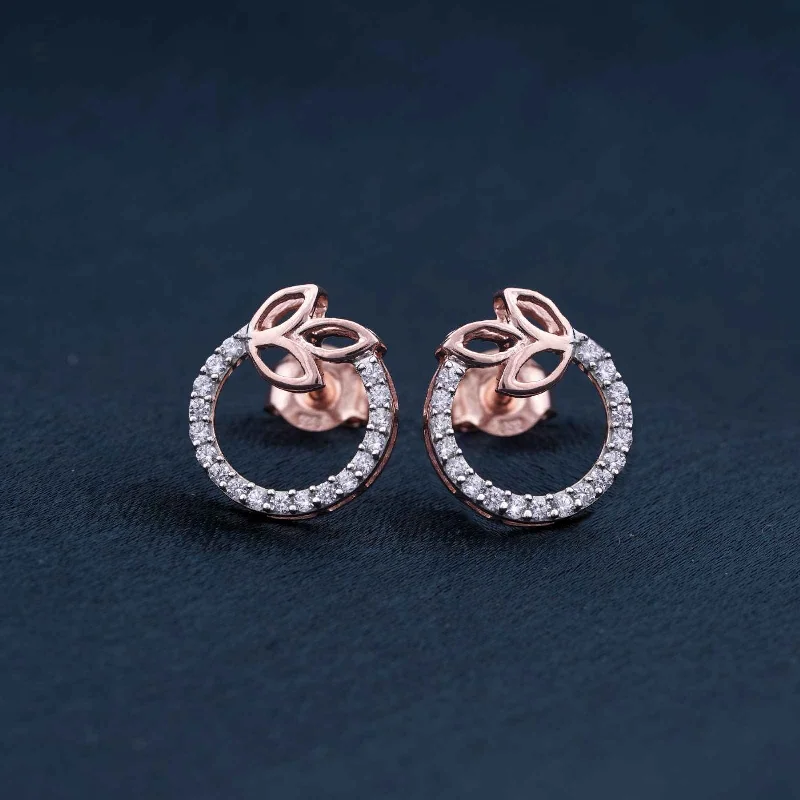 Women’s square earrings-Rose Gold Elior Petal Stud Earrings