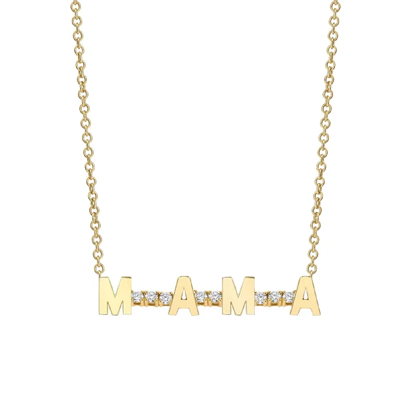 Women’s layered crystal necklaces-Mini Personalized Tennis Necklace - White Diamond / 14k Yellow Gold