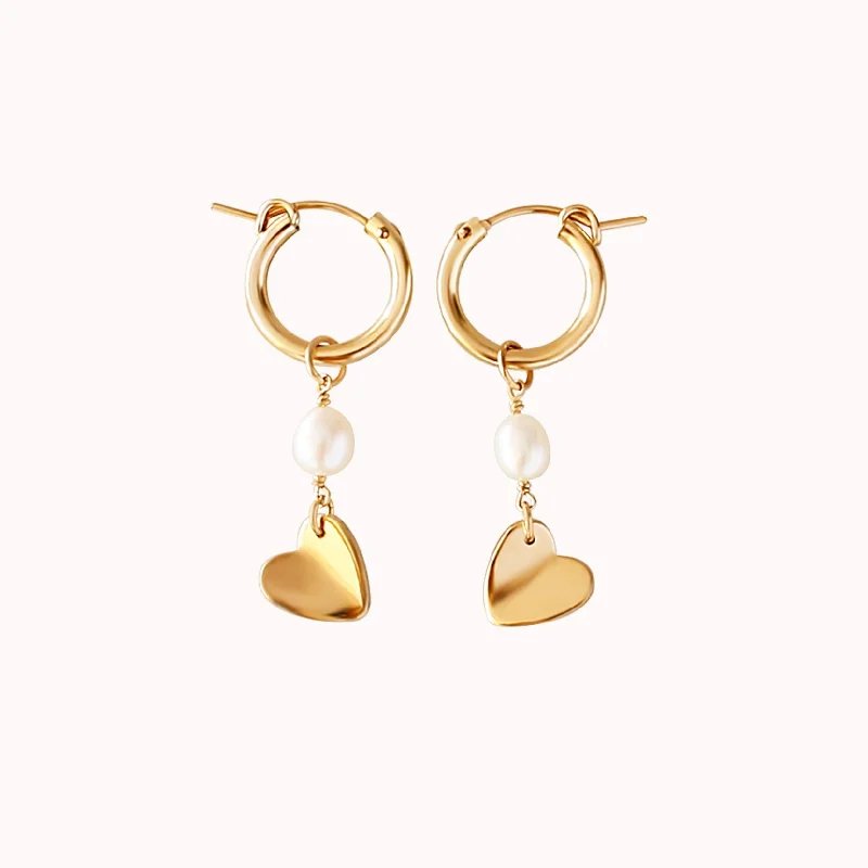 Women’s modern earrings-Mini Paper Heart Hoop Earrings