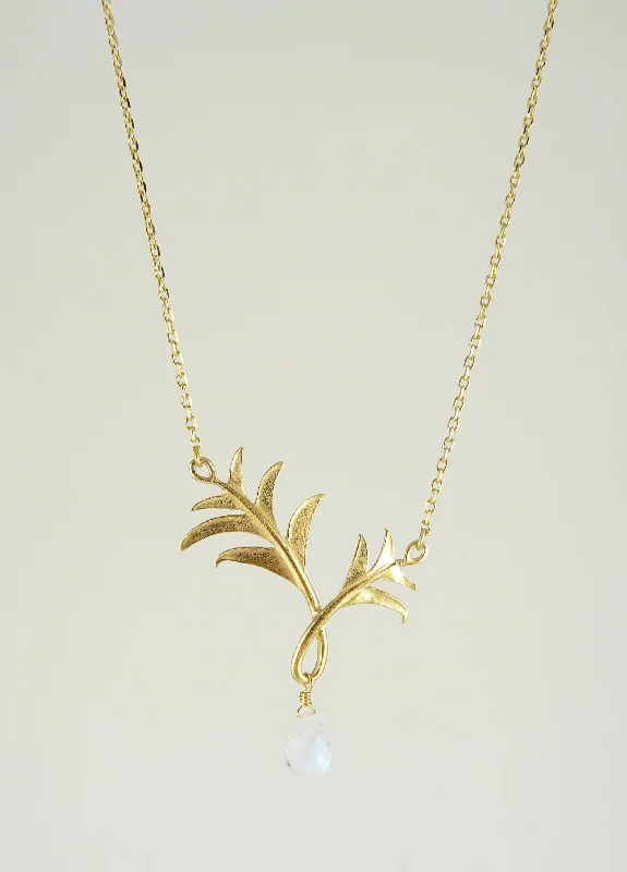 Women’s crystal necklaces-Paloma Palm Tree Necklace with Moonstone